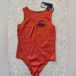 NWT Harley-Davidson Iron Bond Bodysuit in Orange Sz Small